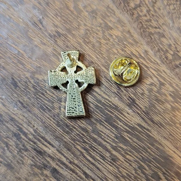 Gold Tone Cross Lapel Pin - Picture 5 of 7